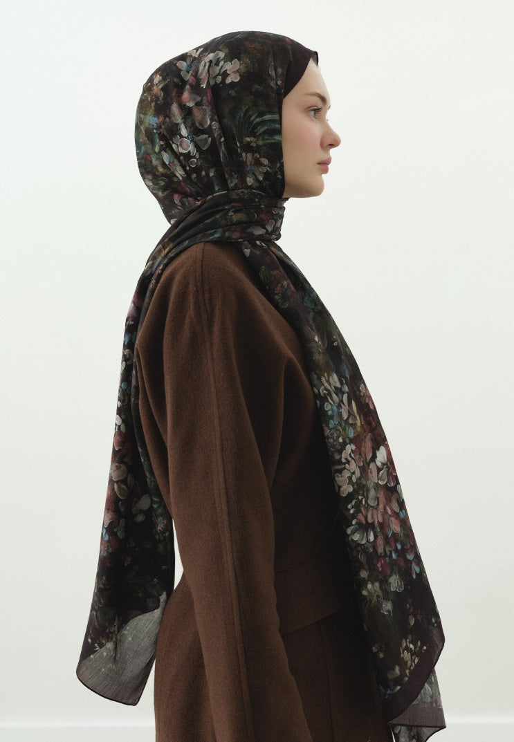 DARK BEAUTY PATTERNED COTTON VISCOSE HIJAB PLUM