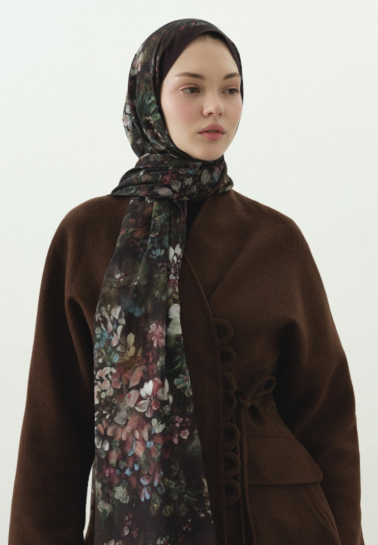 DARK BEAUTY PATTERNED COTTON VISCOSE HIJAB PLUM