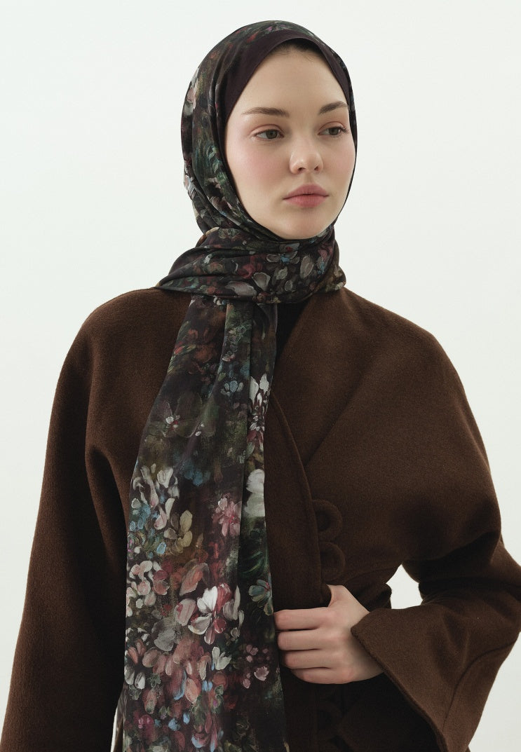 DARK BEAUTY PATTERNED COTTON VISCOSE HIJAB PLUM