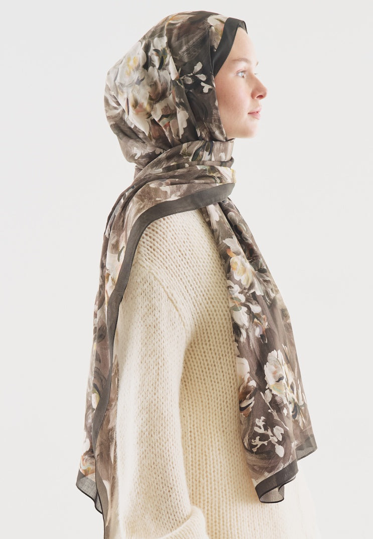 JANE PATTERNED COTTON VISCOSE HIJAB ANTHRACITE