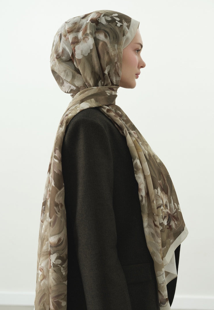 JANE PATTERNED COTTON VISCOSE HIJAB SAGE