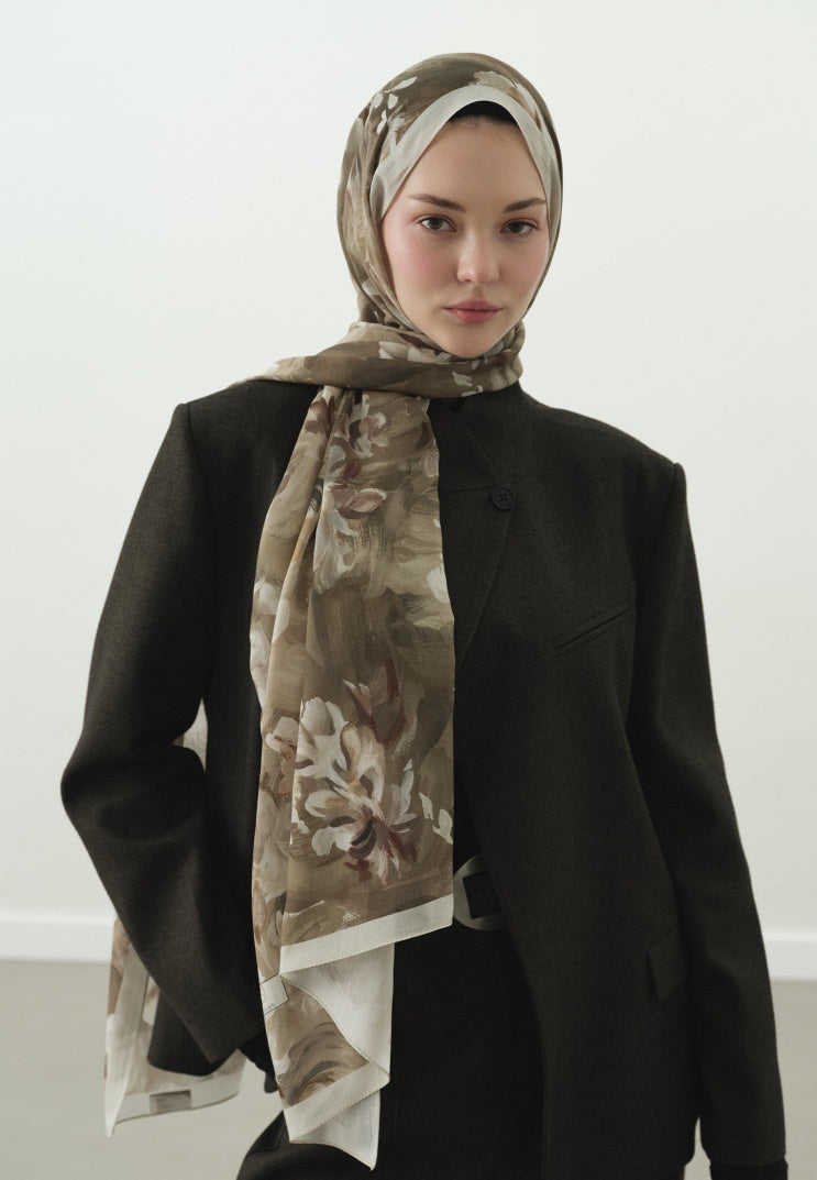 JANE PATTERNED COTTON VISCOSE HIJAB SAGE