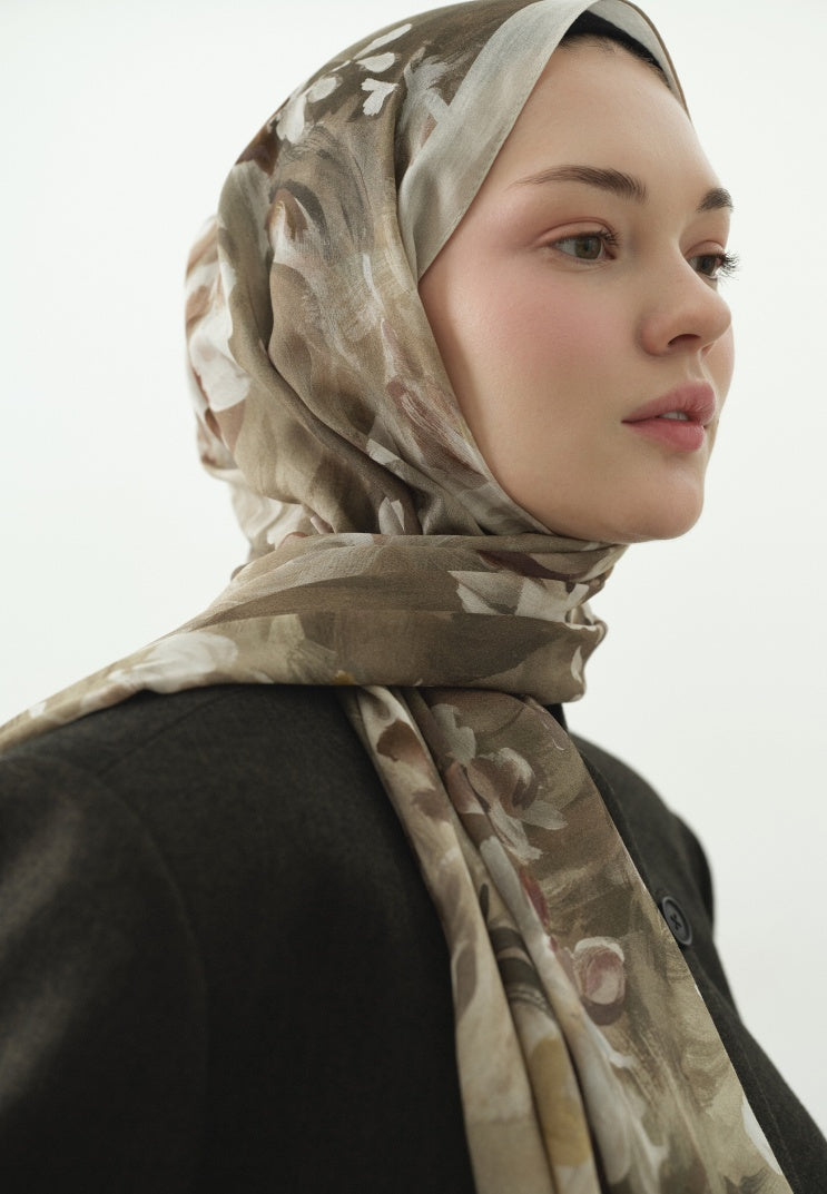 JANE PATTERNED COTTON VISCOSE HIJAB SAGE