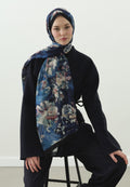 JANE PATTERNED COTTON VISCOSE HIJAB MIDNIGHT BLUE