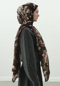 JANE PATTERNED COTTON VISCOSE HIJAB BROWN