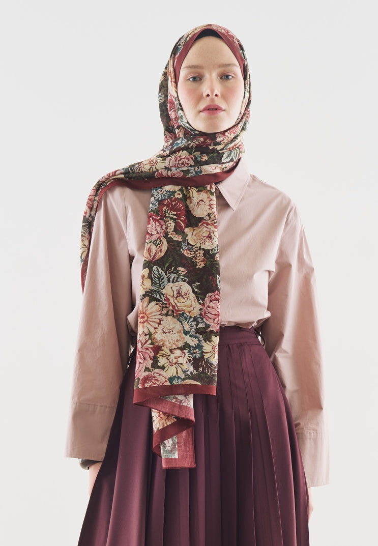 JUDITH PATTERN COTTON VISCOSE HIJAB BURGUNDY