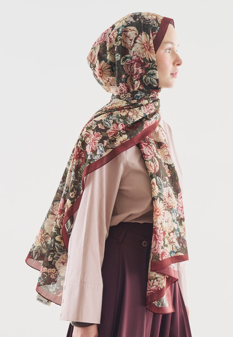 JUDITH PATTERN COTTON VISCOSE HIJAB BURGUNDY