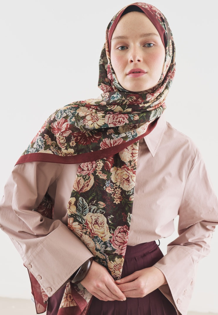 JUDITH PATTERN COTTON VISCOSE HIJAB BURGUNDY