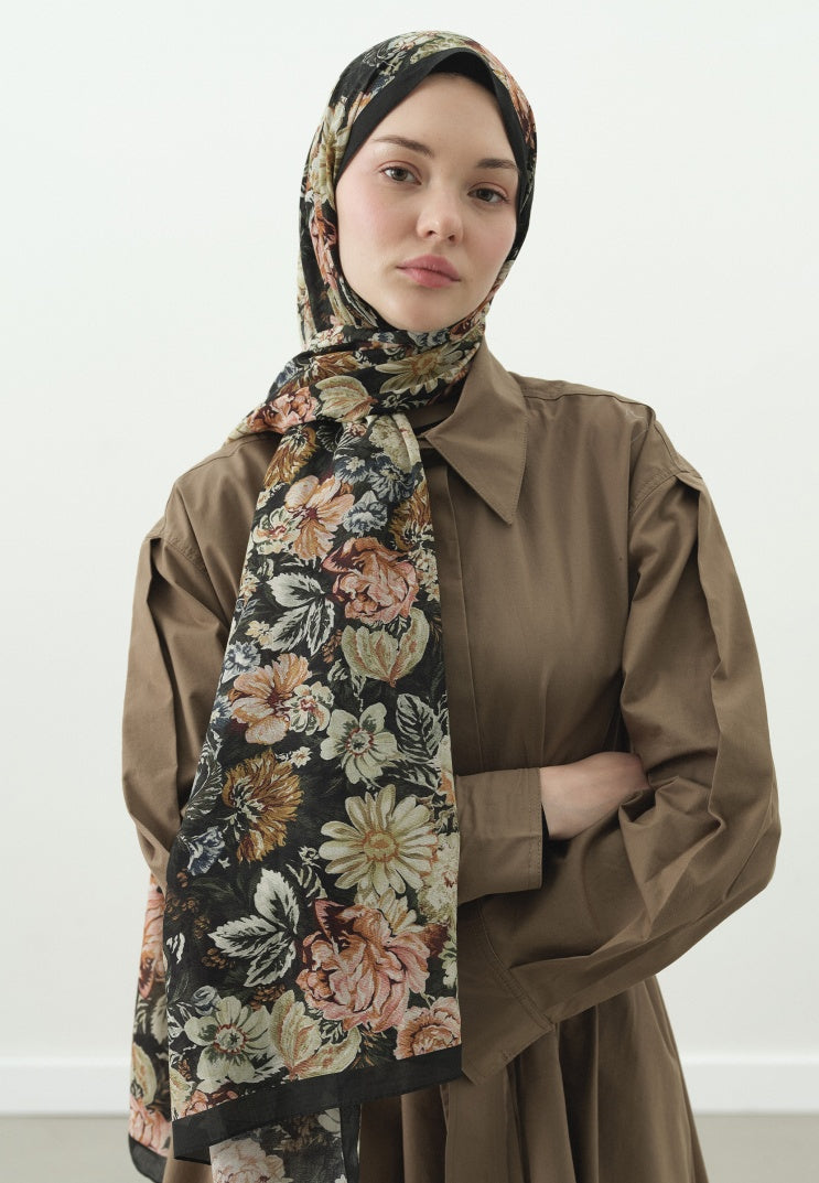JUDITH PATTERN COTTON VISCOSE HIJAB GREEN