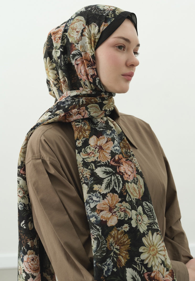 JUDITH PATTERN COTTON VISCOSE HIJAB GREEN