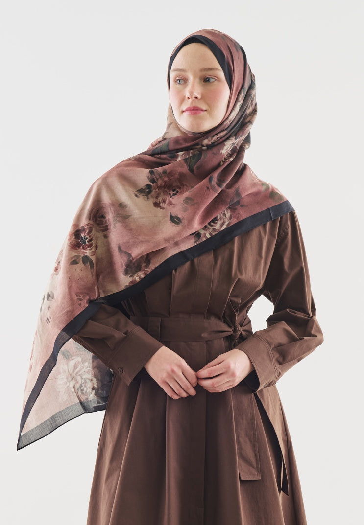 MARIELLE PATTERNED COTTON VISCOSE HIJAB BLACK