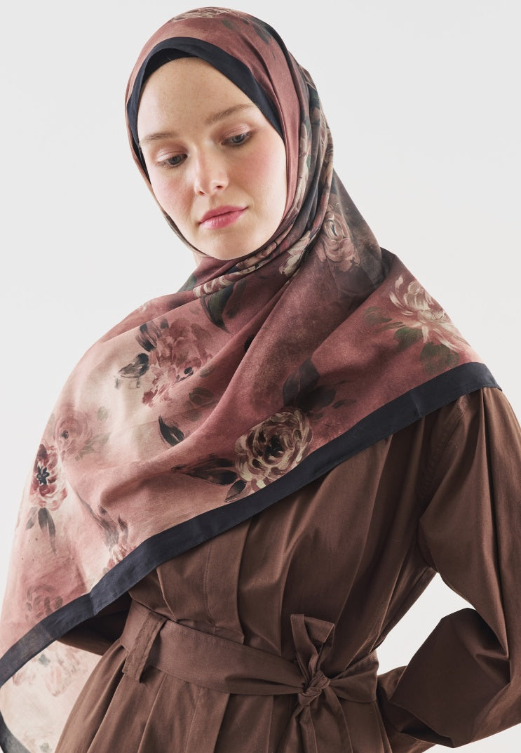 MARIELLE PATTERNED COTTON VISCOSE HIJAB BLACK