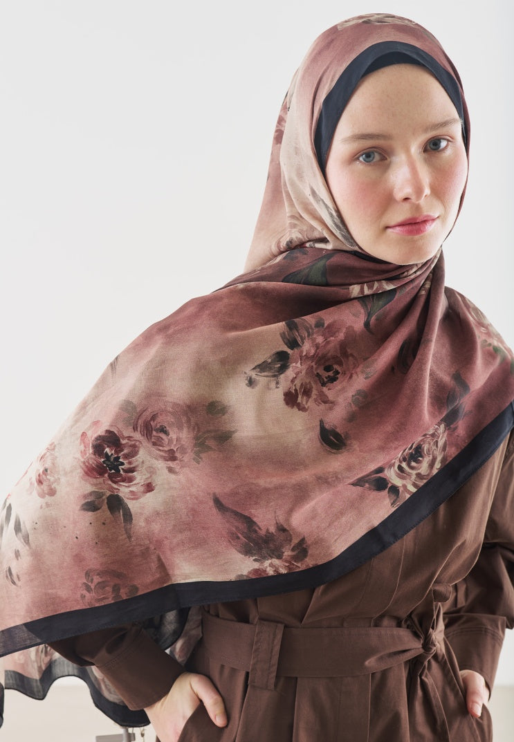 MARIELLE PATTERNED COTTON VISCOSE HIJAB BLACK