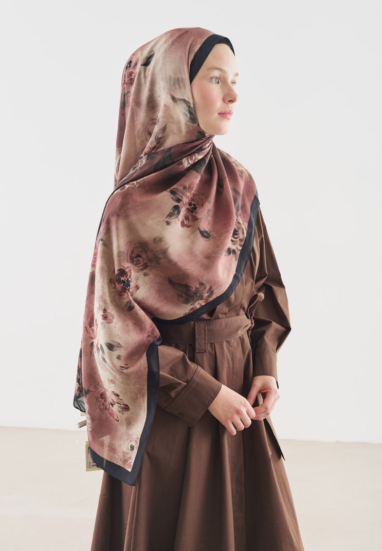 MARIELLE PATTERNED COTTON VISCOSE HIJAB BLACK
