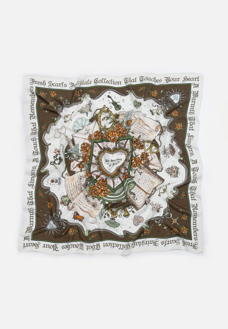 BEAUTY AND THE BEAST PATTERNED FLOSS VISCOSE SCARF CLAY BROWN
