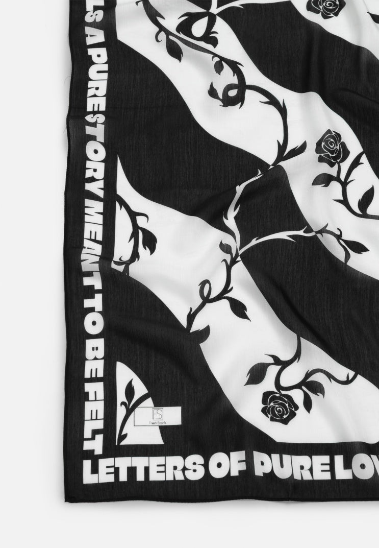 LOVE REVERIE PATTERNED FLOSS VISCOSE SCARF BLACK