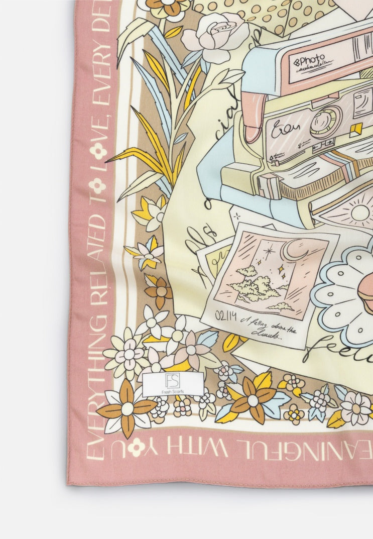A CINDERELLA’S DREAM PATTERNED FLOSS VISCOSE SCARF PINK DREAM