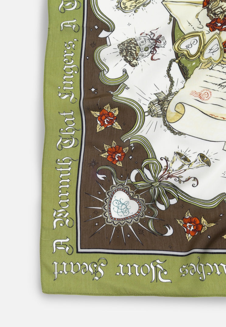 BEAUTY AND THE BEAST PATTERNED FLOSS VISCOSE SCARF FOREST