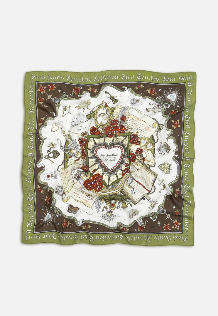 BEAUTY AND THE BEAST PATTERNED FLOSS VISCOSE SCARF FOREST