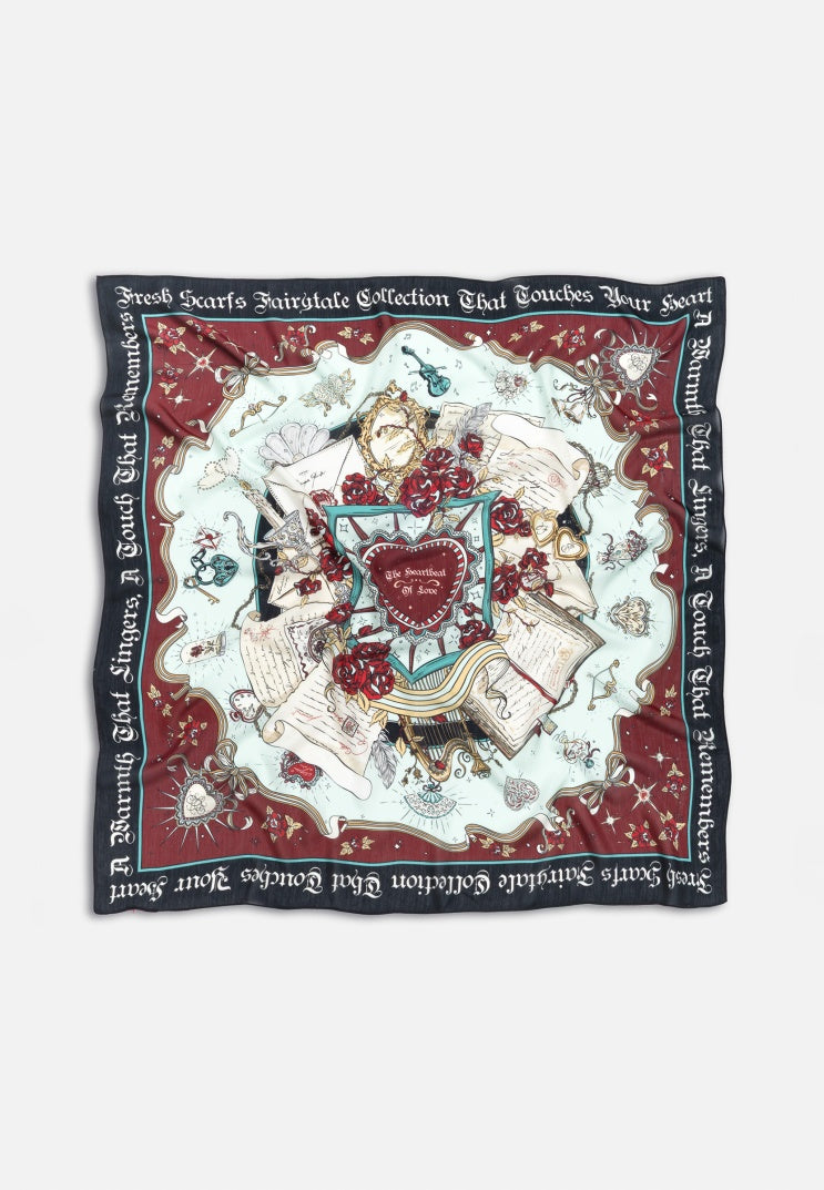 BEAUTY AND THE BEAST PATTERNED FLOSS VISCOSE SCARF BLACK OPIUM