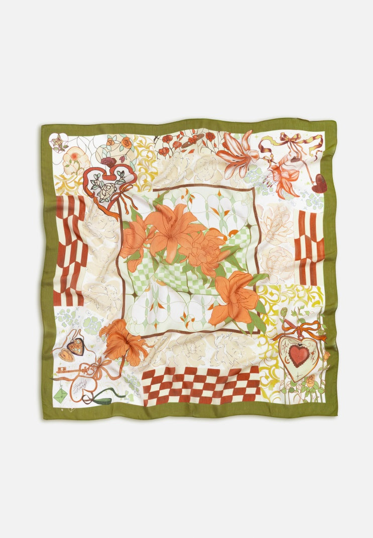 TALES OF LOVE PATTERNED FLOSS VISCOSE SCARF RAYS OF SUNSHINE