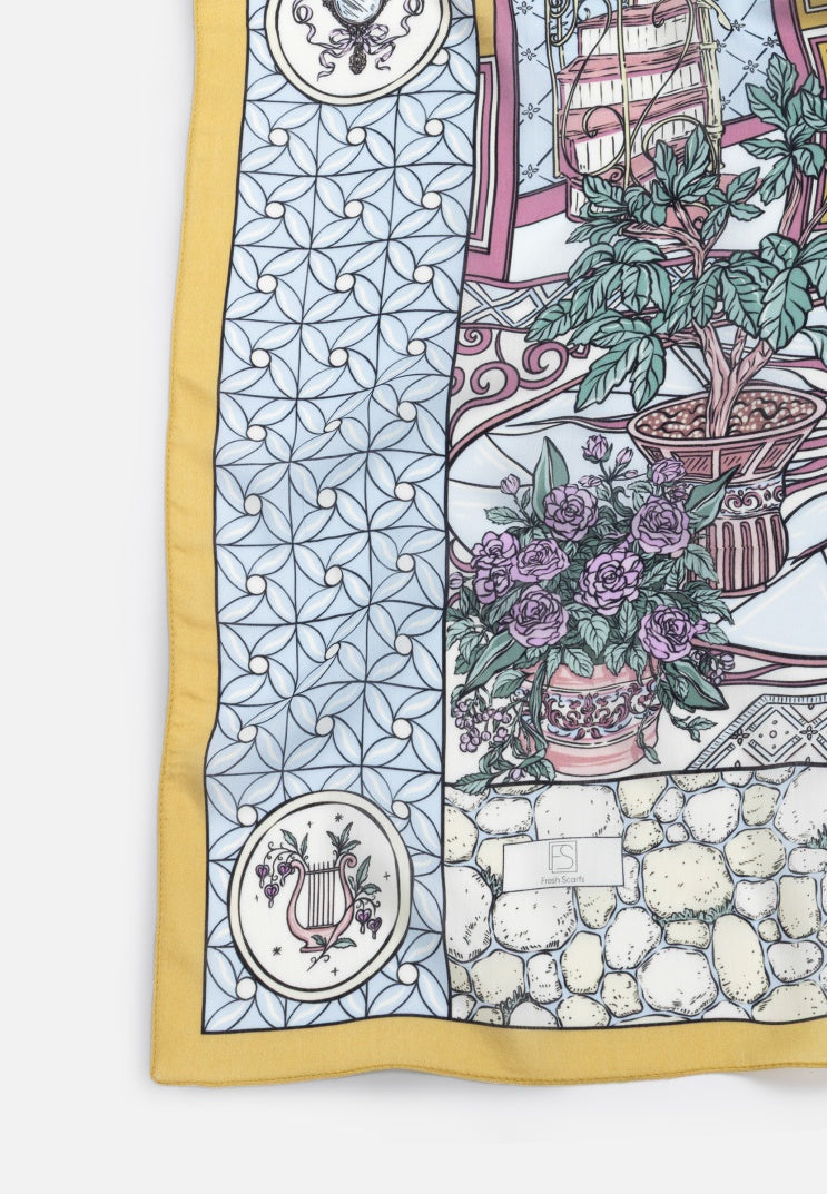 PRECIOUS PARADISE PATTERNED FLOSS VISCOSE SCARF PASTEL DREAM