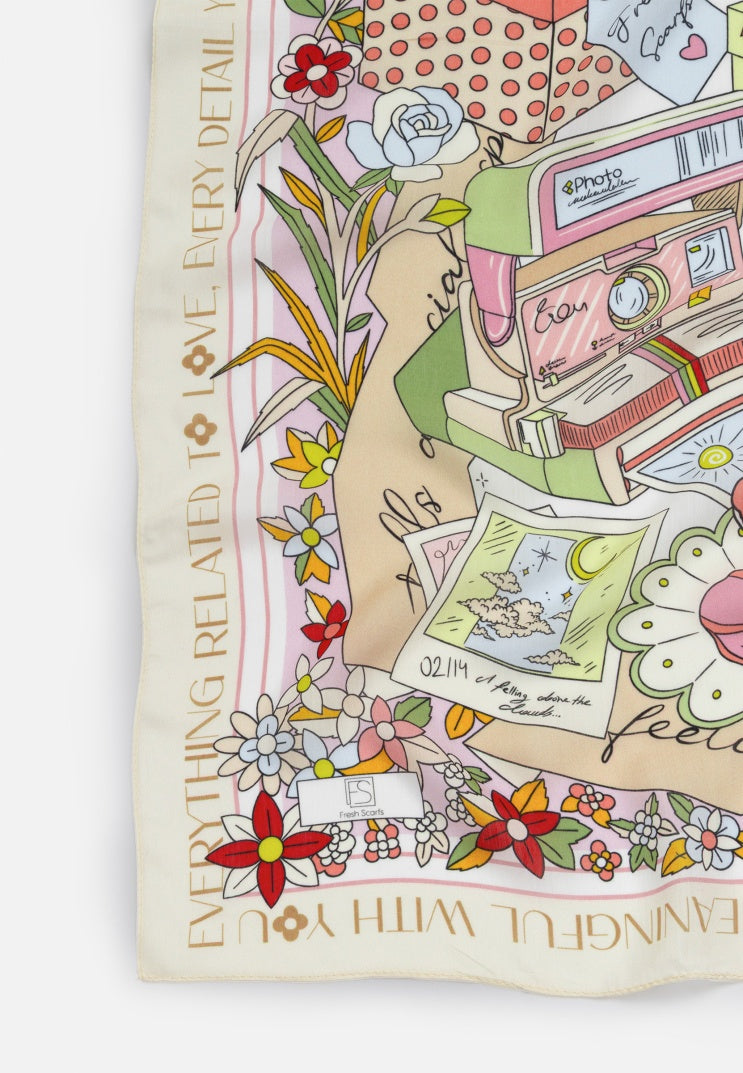 A CINDERELLA’S DREAM PATTERNED FLOSS VISCOSE SCARF SUNSHINE