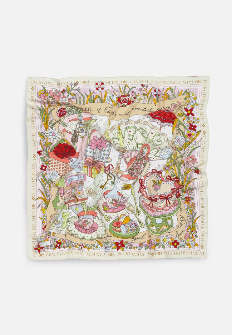 A CINDERELLA’S DREAM PATTERNED FLOSS VISCOSE SCARF SUNSHINE