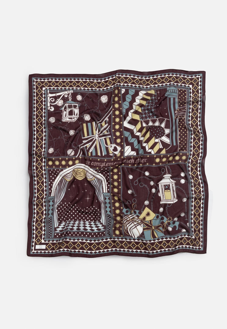 LITTLE LOVE DREAM PATTERNED FLOSS VISCOSE SCARF CHERRY