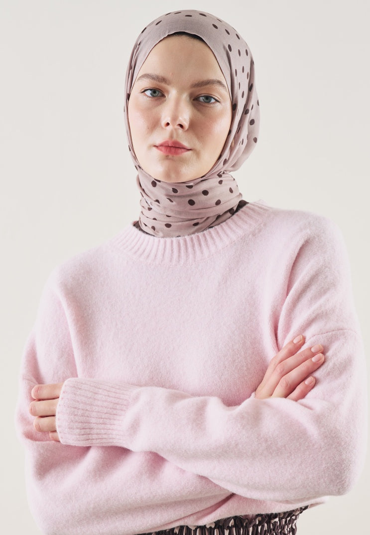 SMALL POLKA DOTS PATTERN RAMI HIJAB DUSTY ROSE