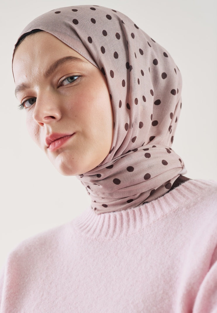 SMALL POLKA DOTS PATTERN RAMI HIJAB DUSTY ROSE