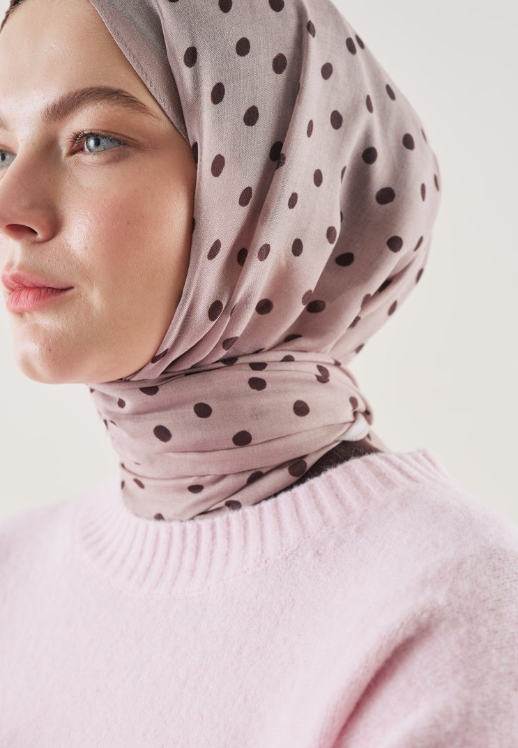 SMALL POLKA DOTS PATTERN RAMI HIJAB DUSTY ROSE
