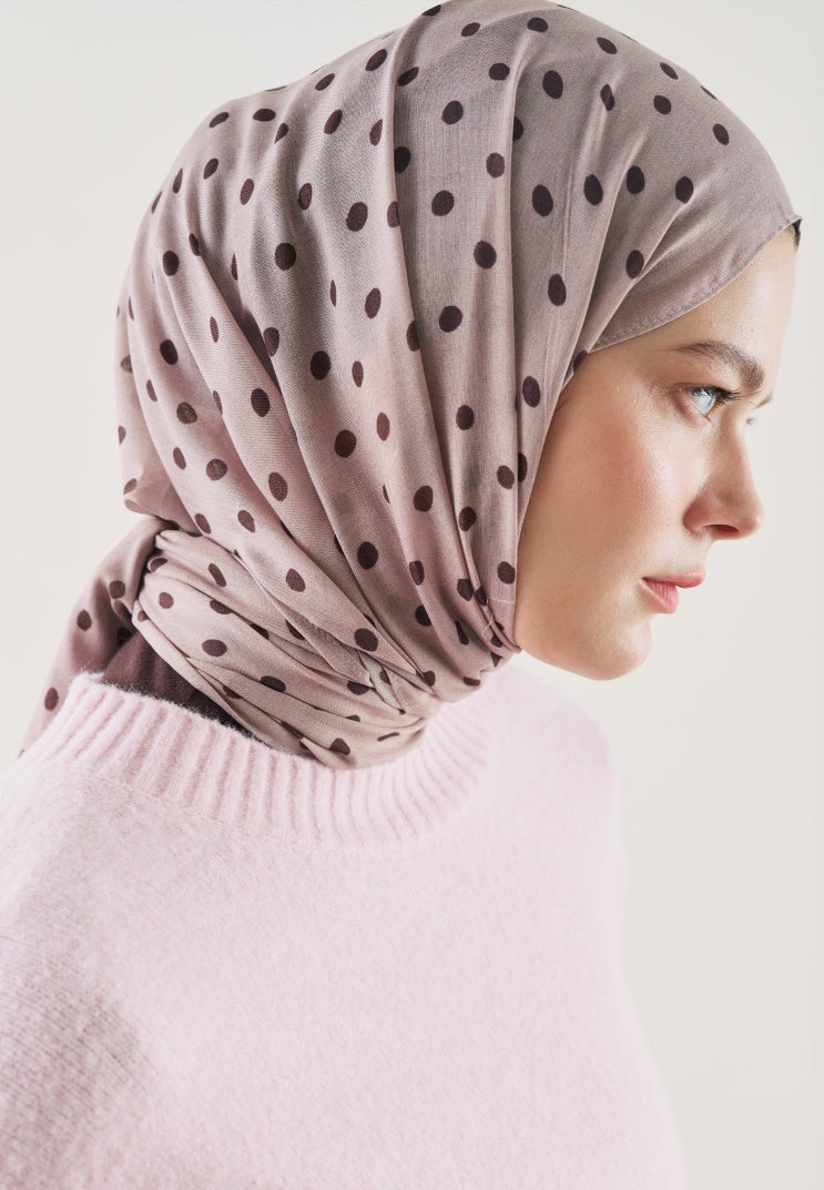 SMALL POLKA DOTS PATTERN RAMI HIJAB DUSTY ROSE