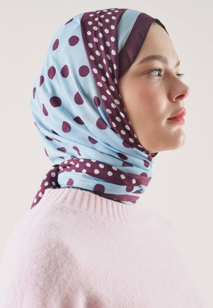POLKA DOTS PATTERN RAMI HIJAB LIGHT BLUE