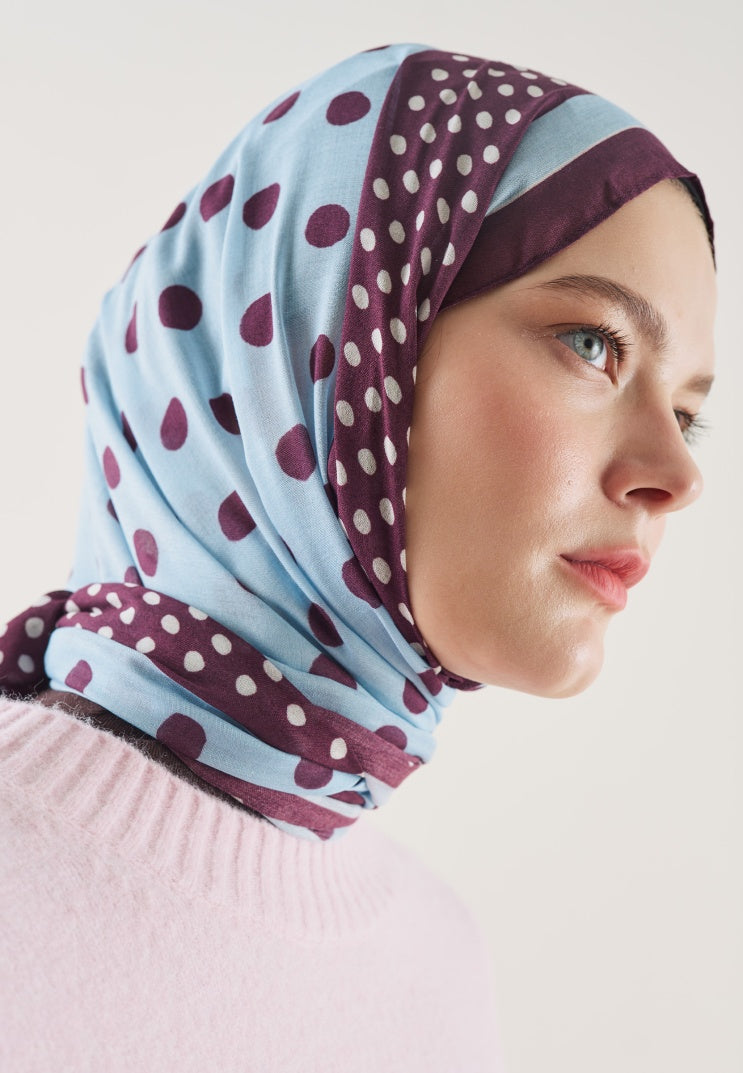 POLKA DOTS PATTERN RAMI HIJAB LIGHT BLUE