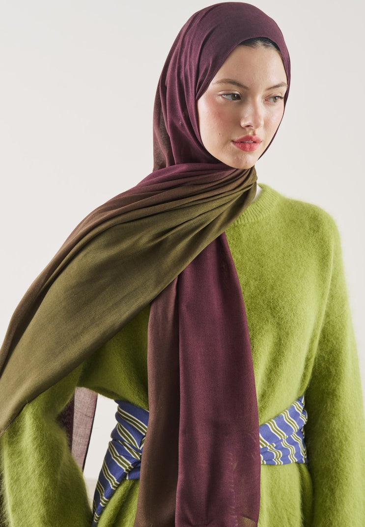 DEGRADE PATTERN RAMI HIJAB PLUM