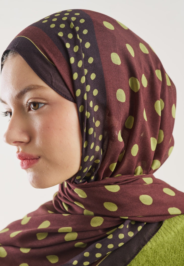 POLKA DOTS PATTERN RAMI HIJAB BURGUNDY