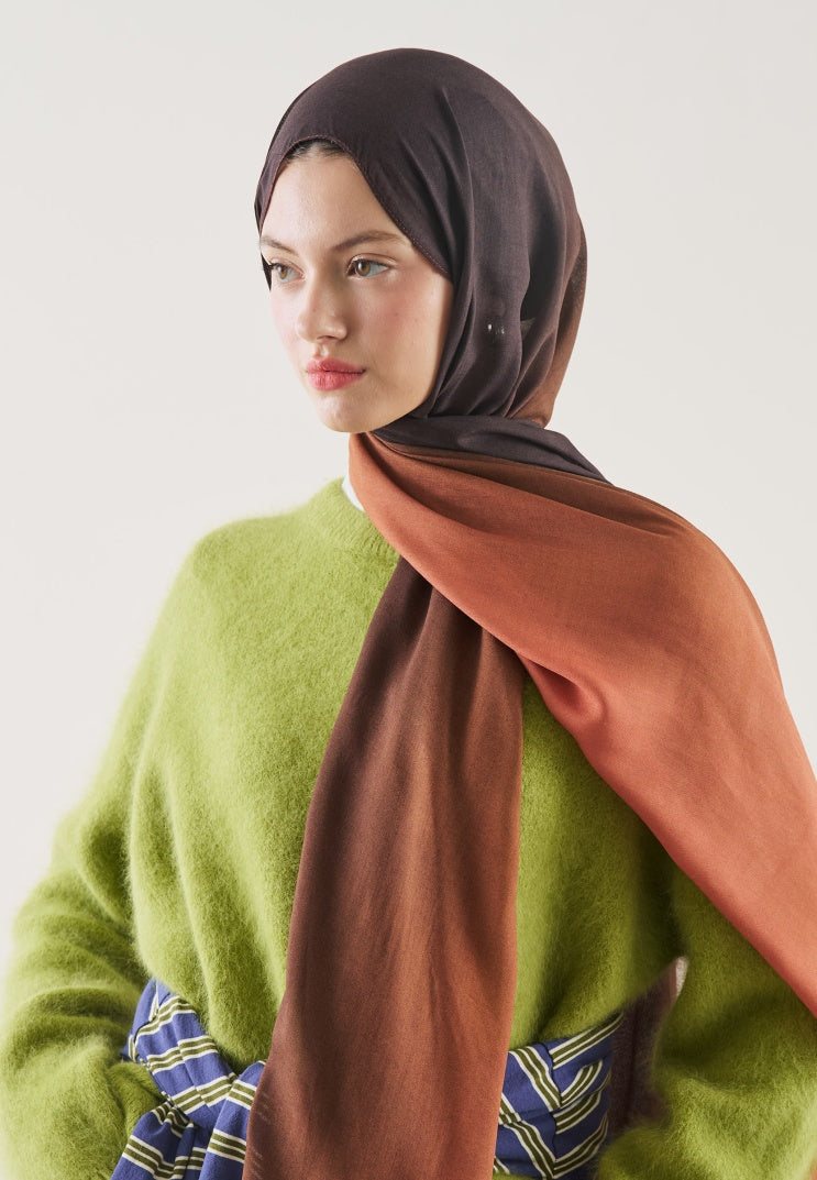 DEGRADE PATTERN RAMI HIJAB BROWN BRICK