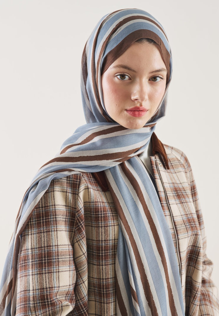 BLOCK STRIPE PATTERN RAMI HIJAB CHOCOLATE
