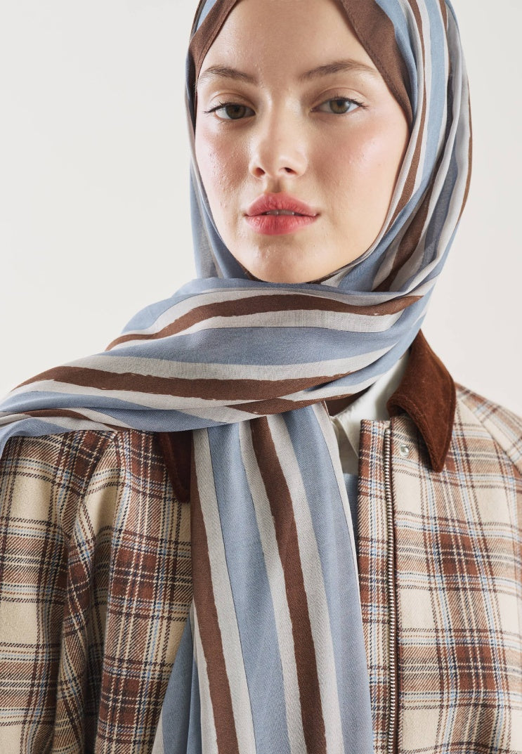 BLOCK STRIPE PATTERN RAMI HIJAB CHOCOLATE