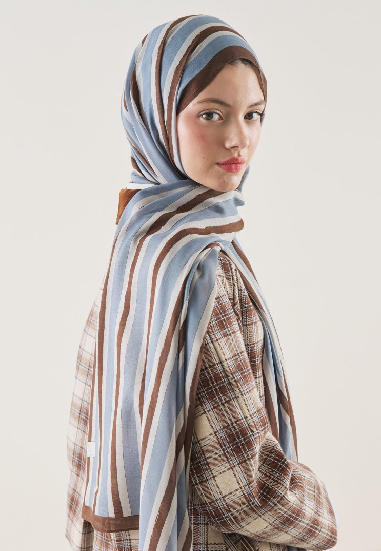 BLOCK STRIPE PATTERN RAMI HIJAB CHOCOLATE