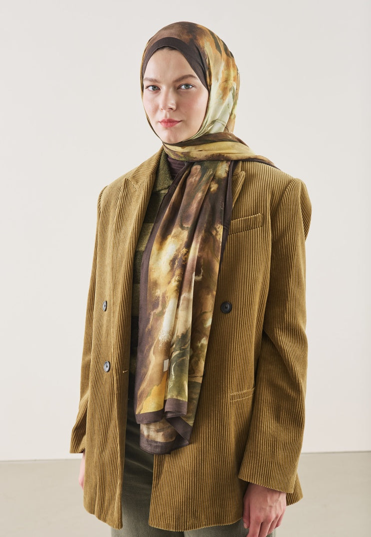 PURE ABSTRACT PATTERN RAMI HIJAB BROWN