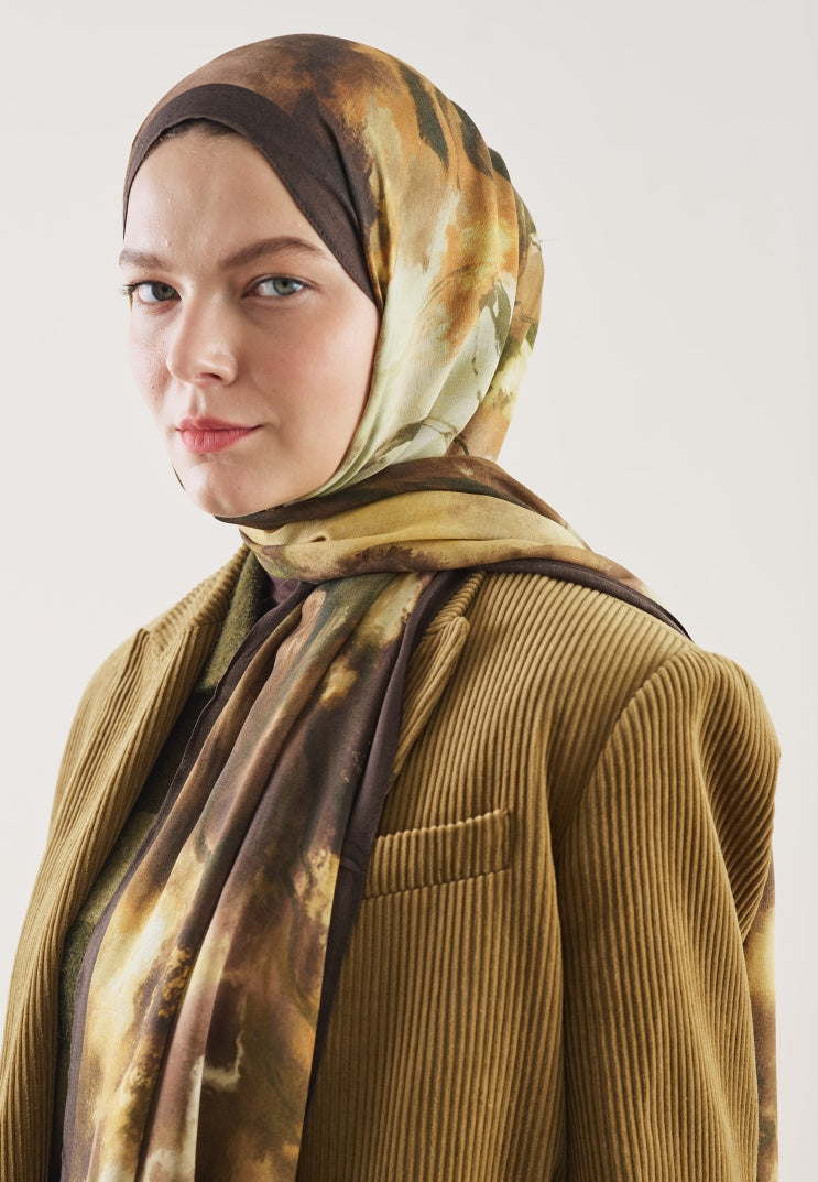 PURE ABSTRACT PATTERN RAMI HIJAB BROWN