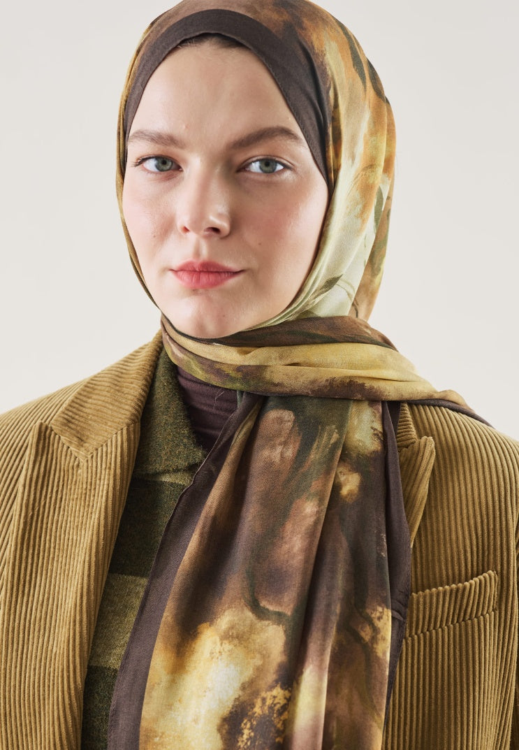PURE ABSTRACT PATTERN RAMI HIJAB BROWN