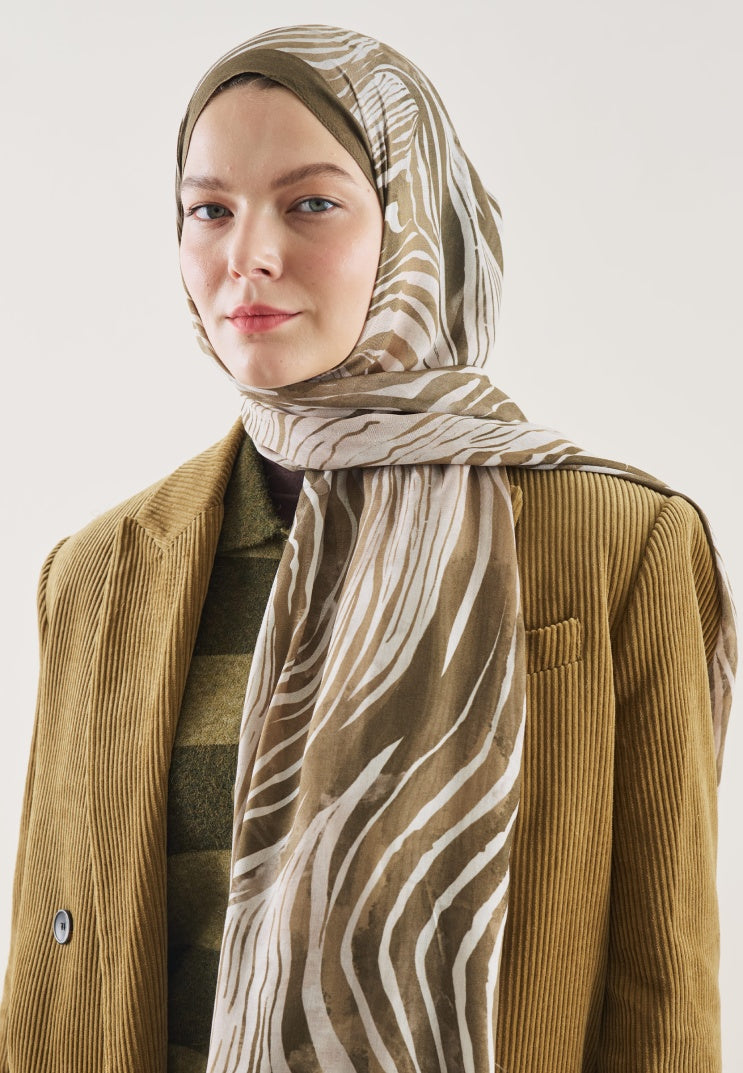 WILD ZEBRA PATTERN RAMI HIJAB CAMEL
