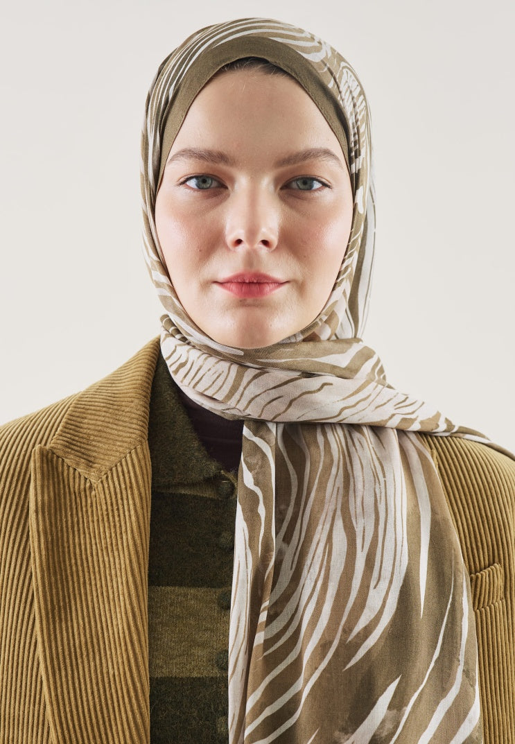 WILD ZEBRA PATTERN RAMI HIJAB CAMEL