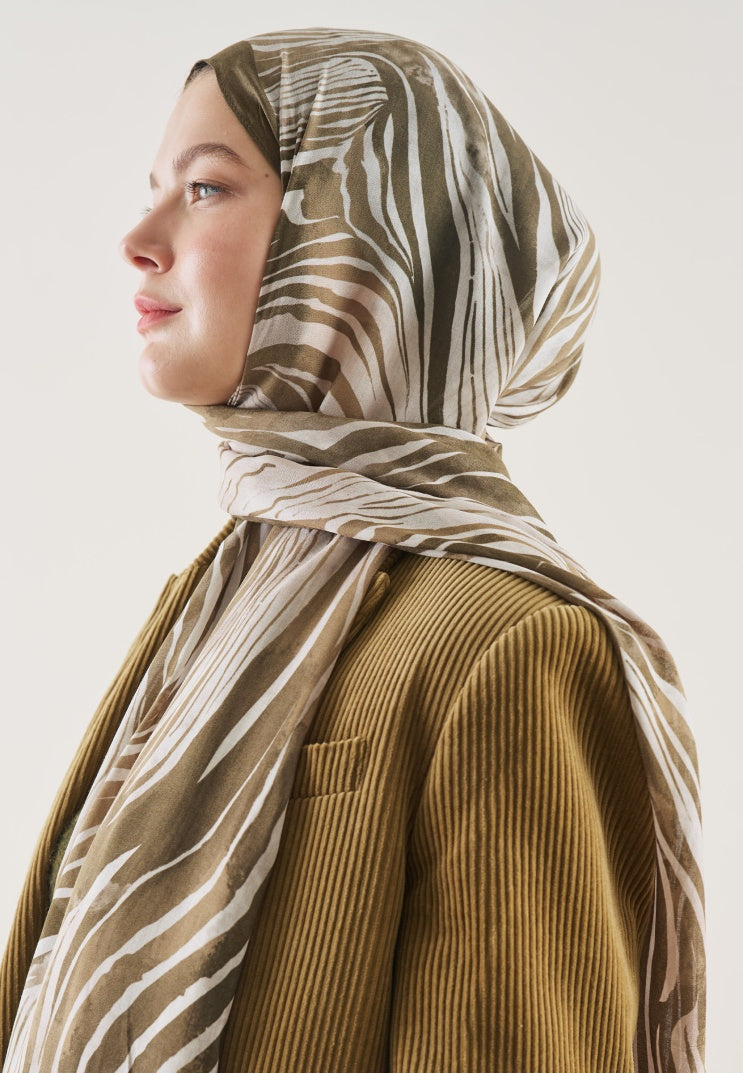 WILD ZEBRA PATTERN RAMI HIJAB CAMEL