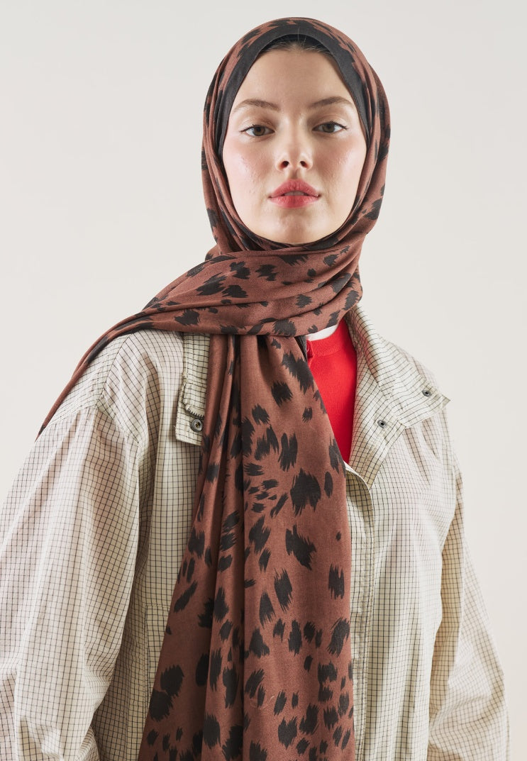 CHEETAH PATTERN RAMI HIJAB BROWN