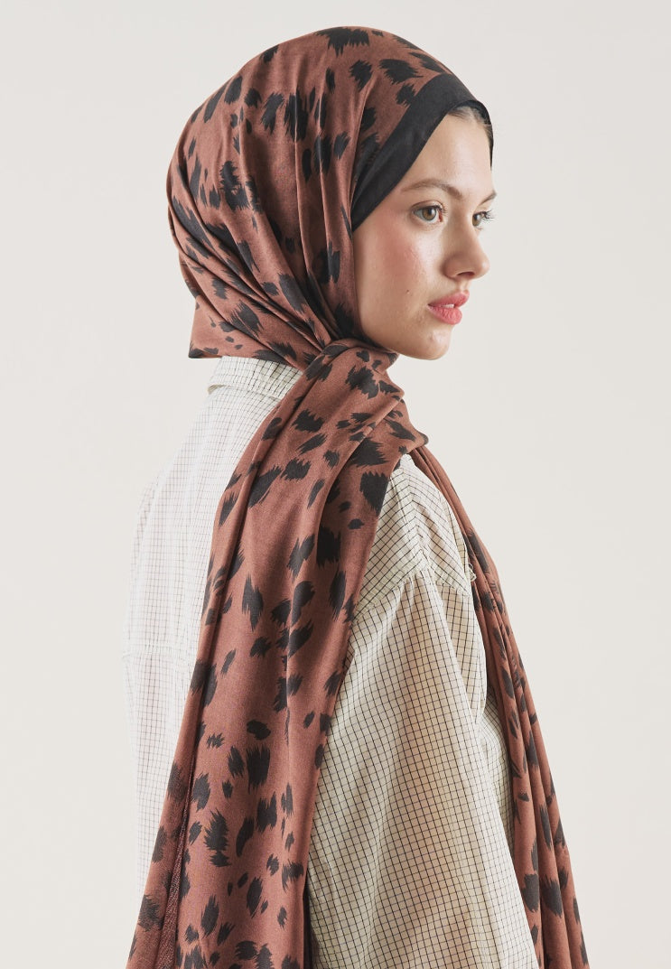 CHEETAH PATTERN RAMI HIJAB BROWN