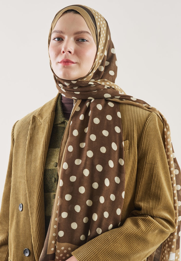 POLKA DOTS PATTERN RAMI HIJAB CHOCOLATE COFFEE